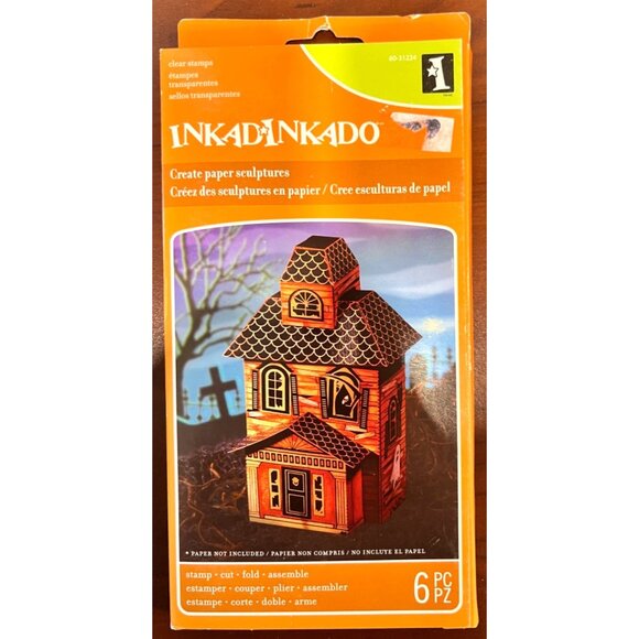 Inkadinkado Clear Halloween Stamps Paper Sculptures Craft Kit HauntedHouse60-312 - Picture 1 of 4